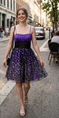 Cache Prom Formal Party Dress Strapless Purple Glitter Sz 6 y2k homecoming prom
